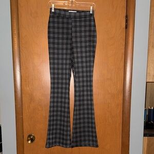 Vanilla Star Black and Gray Plaid Flare Pants